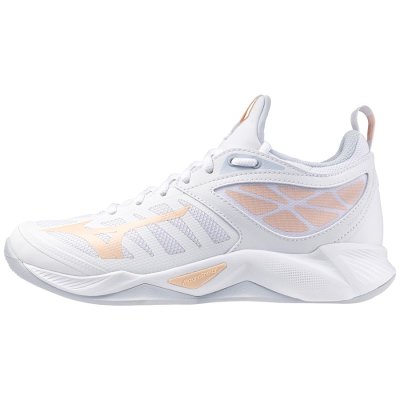 Zapatillas Para Voleibol Mizuno WAVE Dimension Mujer Blancos / Naranjas Claro / Azules Claro - Chil